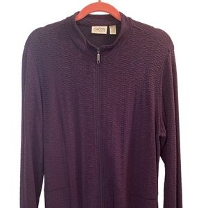 Chico’s Traveler Zip Front Cardigan Dark Wine Size 3